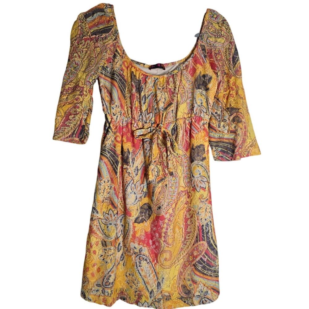 Isle by Melis Kozan Paisley Dress Womens Small Boho Artsy Hippie Festival